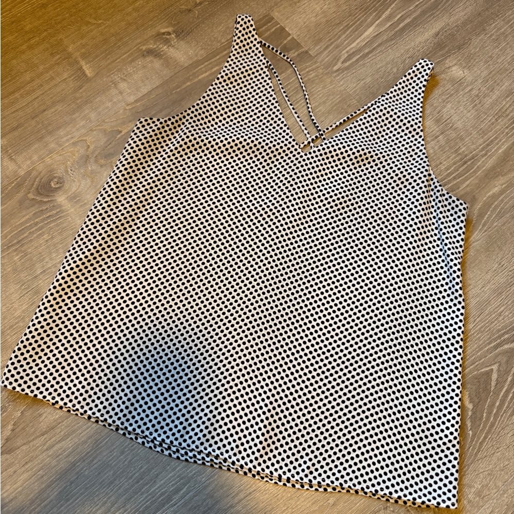 Express Black and White Polka Dot Top-Size S